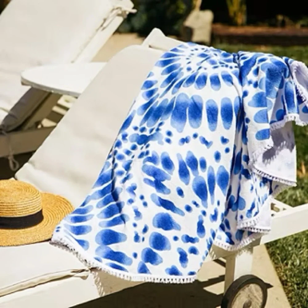 Beach Enchante Home Indigo Quick Dry Beach Towel & Chair Towel Clips …